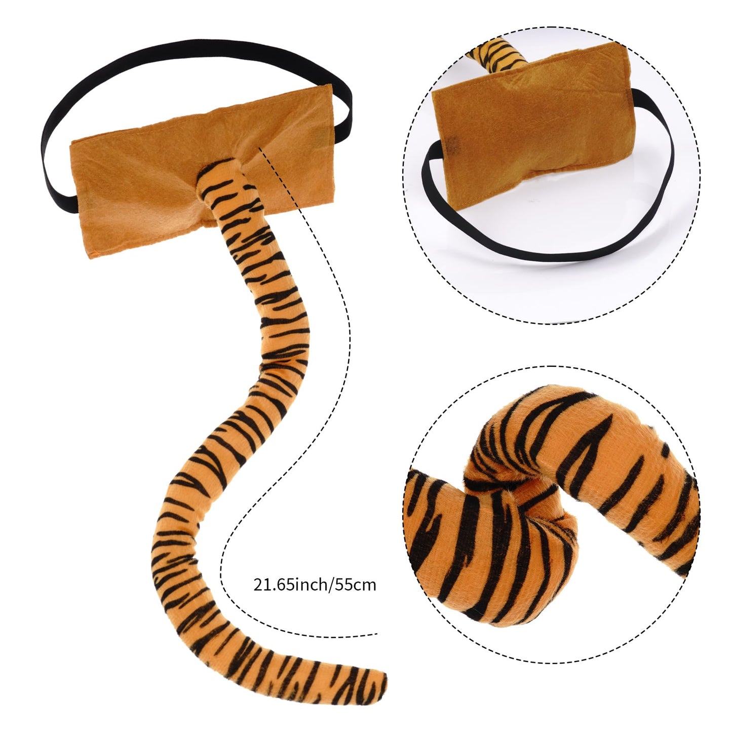 obmwang Tiger Animal Costume Set Tiger Ears Headband Bow Tie Tail Kit, Dress Up Halloween Accessories