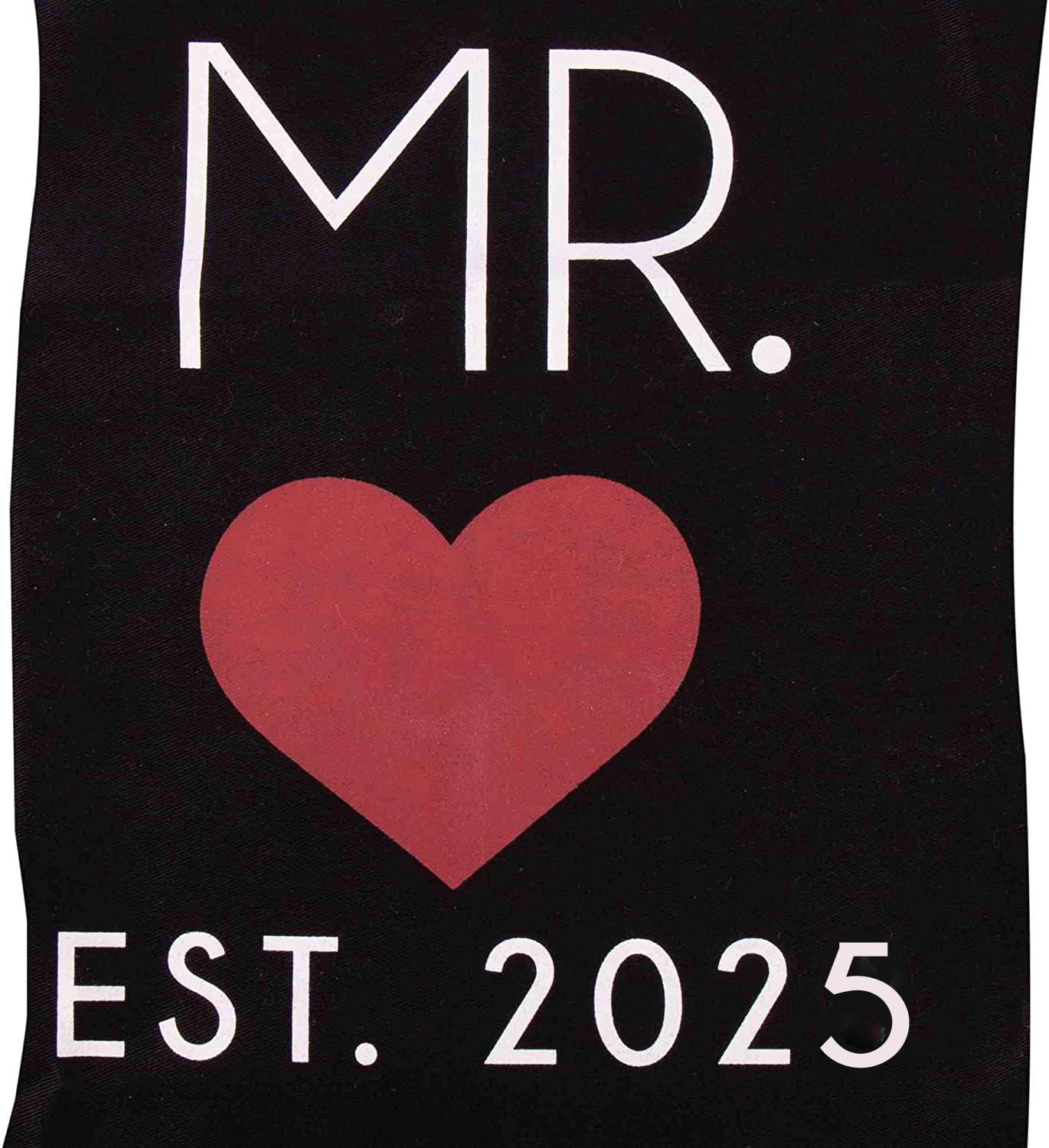 GSM Brands Mr. and Mrs. 2025 Couples Kitchen Aprons (2-Piece Set) Cute, Funny Cooking Bibs for Wedding Marriage Newlyweds