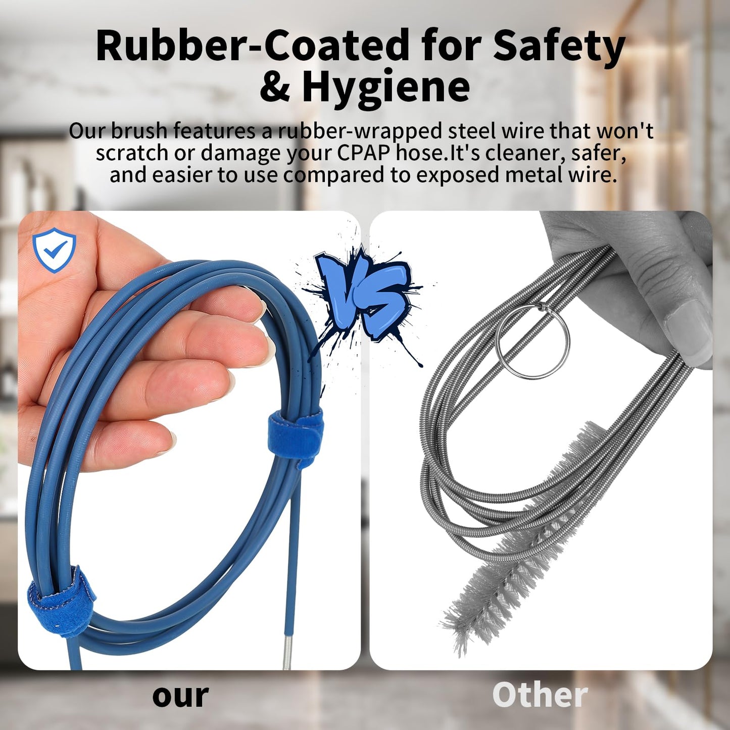 CPAP Hose Cleaner Kit - CPAP Tube Cleaning Brush, CPAP Hose Brush, LongFlexible CPAP Tube Brush with Basin, Drying Hook & Gloves - CPAP CleaningSupplies for Hose, Mask & Tubing