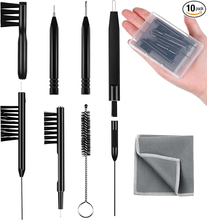 Patelai 10 Pieces Hearing Aid Cleaning Kit Multi Functional Hearing Aid Brush Cleaning Tools for Earbuds,Headphones, Amplifiers with Wax Loop and Magnet Set with Case, Gifts for Relatives
