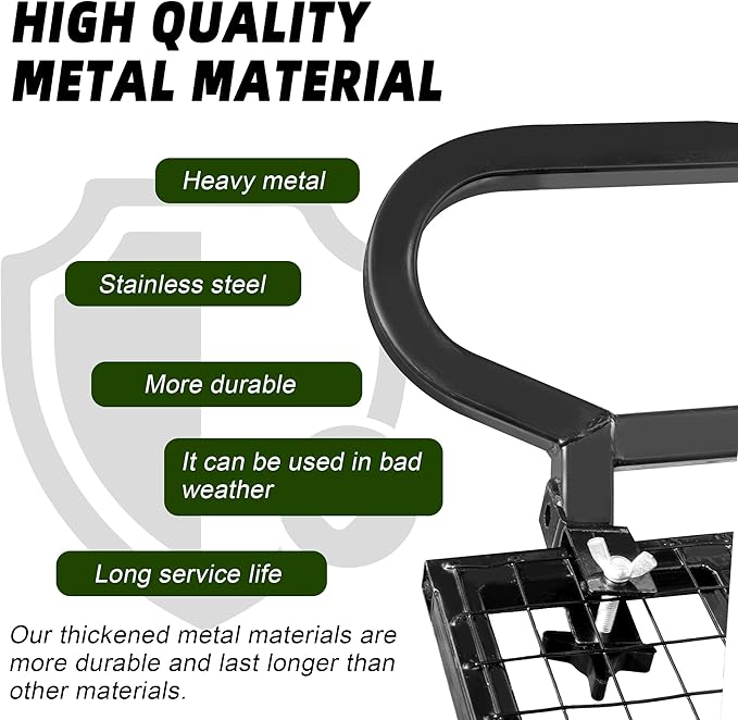 SFNSM 16"x 6.7" Treestands Footrest Kit, Heavy Duty Metal Climbing Treestand Platform Footrest Kit for 0.8"-1" Square Tube Bracket, Climbing Tree Stand Accessories for Outdoor Hunting Standing Safety