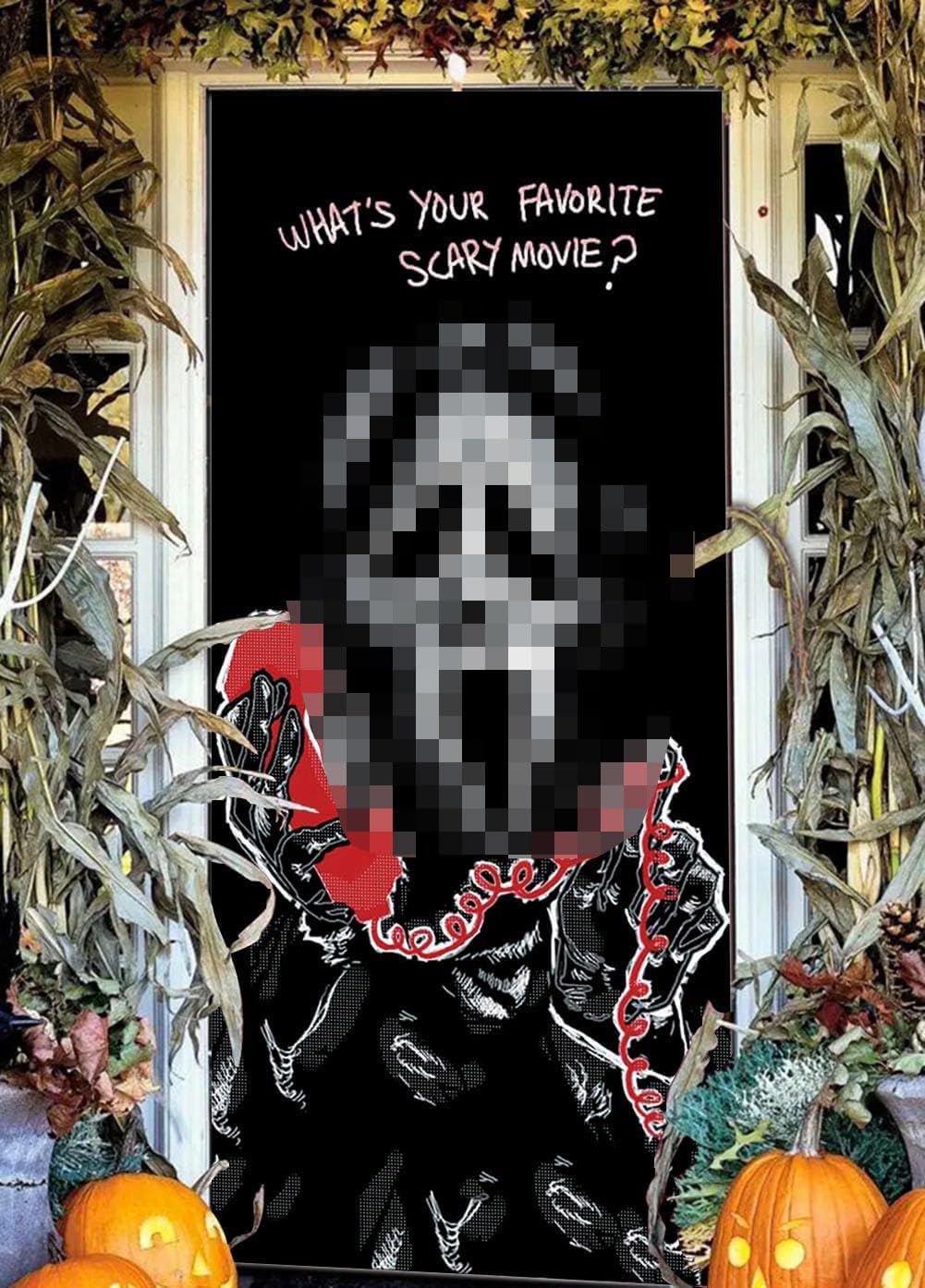Scary Movie Character Door Cover - 6.6 x 3 ft, Perfect for Halloween Parties & Horror Birthdays
