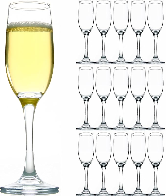 CZUMJJ Elegant Champagne Glasses Set of 16, Long Stem Glass Champagne Flutes for Mimosa, Sparking Wine, Wedding, Party - 6...