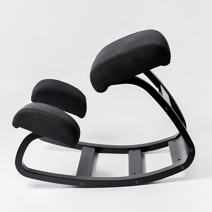 Sleekform Ergonomic Kneeling Chair | Rocking Balancing Wood Knee Stool | Posture Chair for Bad Backs, Neck Pain & Spine Tension Relief | Orthopedic Balance Seat & Thick Comfortable Knees Cushions