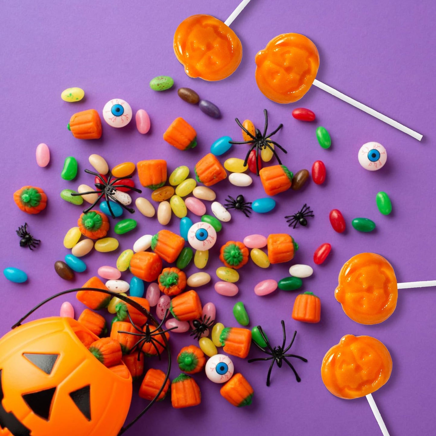 Halloween Lollipop Suckers Candy 42 Pack, Pumpkin Candy Lollipops, Jack-O'-Lantern Shaped Candies Sucker Lollipops Individually Wrapped for Halloween Goody Bag Fillers - Trick or Treat