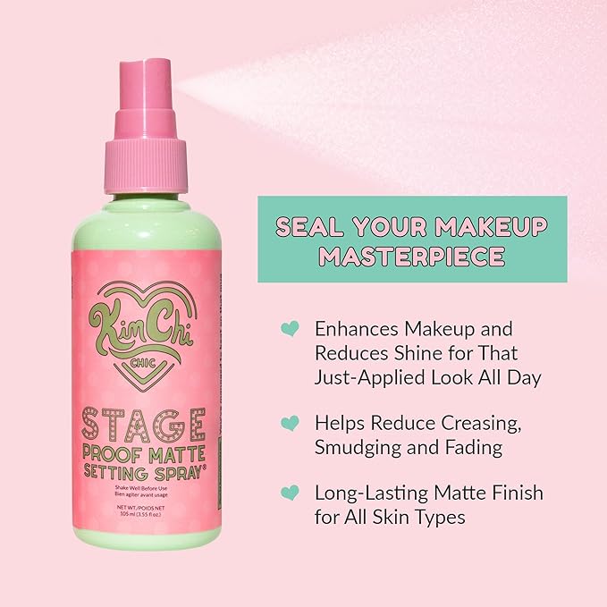 KimChiChic Beauty Stage Proof Matte Setting Spray, Makeup Finishing Mist and Fixative for All Skin Types, 3.55 fl oz