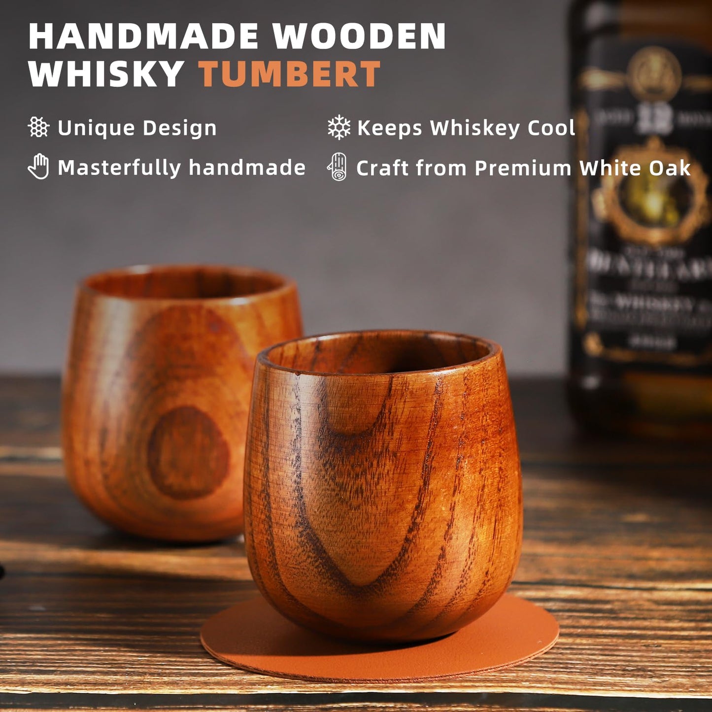 DIAFA Wooden Whiskey Drinking Glass,Bourbon Gifts for Men and Brother, Anniversary Birthday Gift,Set of 2 Old Fashioned Bourbon Glasses