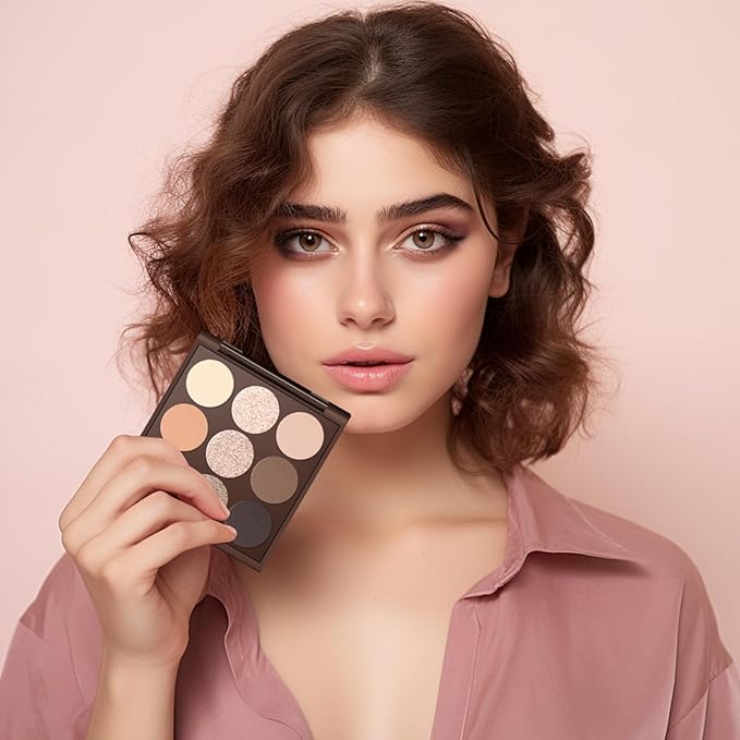 Neutral Eyeshadow palette, Nude eye shadow palette, High-Pigment eyeshadow makeup palette with Mirror, Long-lasting Wear, Vegan, Cruelty-free - 0.5oz