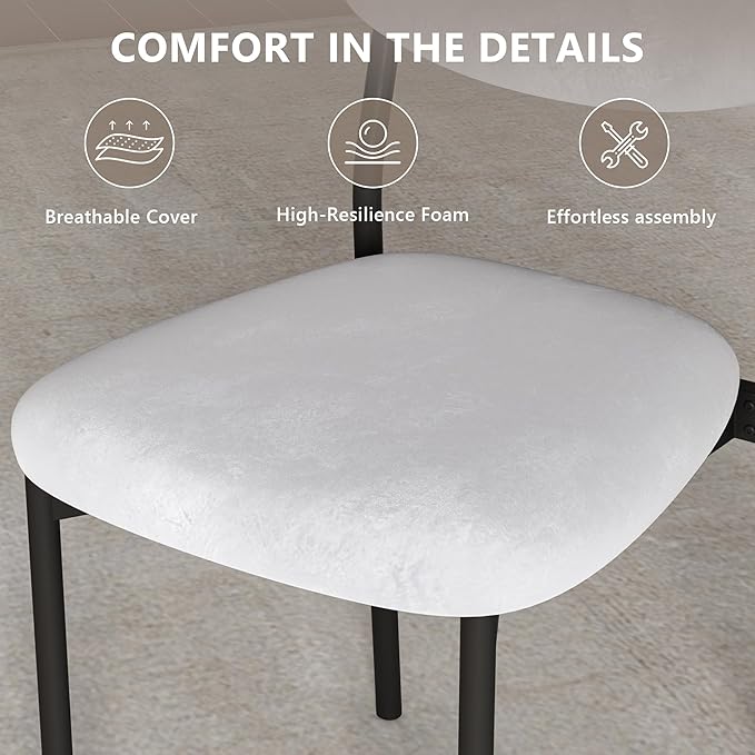 Einhomn Upholstered Dining Chairs Set of 6, Stackable Modern Dining Room Chairs, Kitchen Chairs w/Soft Velvet Backrest & Sturdy Metal Legs for Restaurant, Living Room, Light Grey