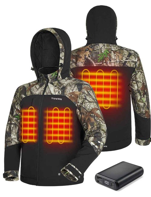 TIDEWE Heated Jackets for Men with Battery Pack, 180G Insulation Work Jackets, Water-resistant Coat (Black, Size XL)