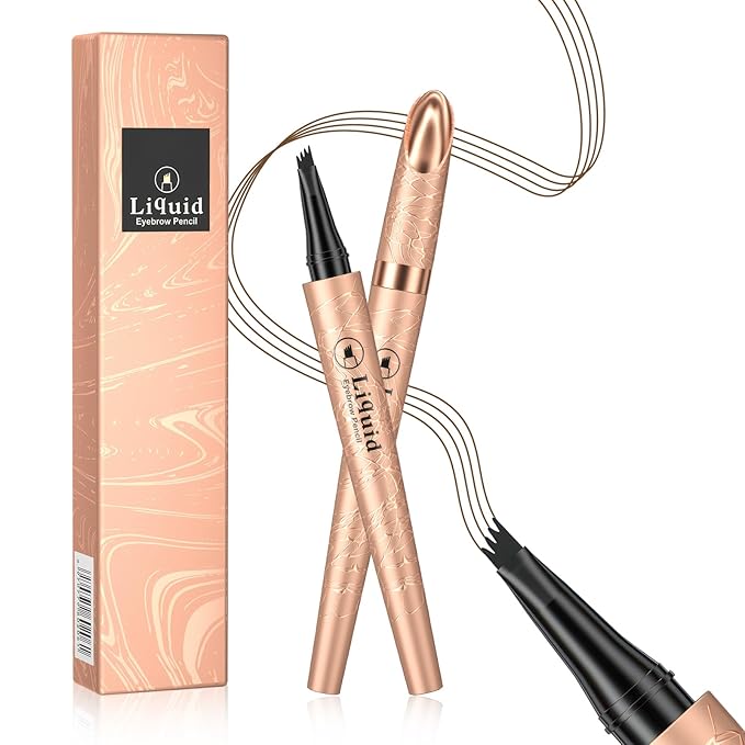 Microblading Eyebrow Pen - Long Lasting Waterproof Brow Pencil With Micro-Fork Tip Applicator and Stays on All Day (Light Brown)