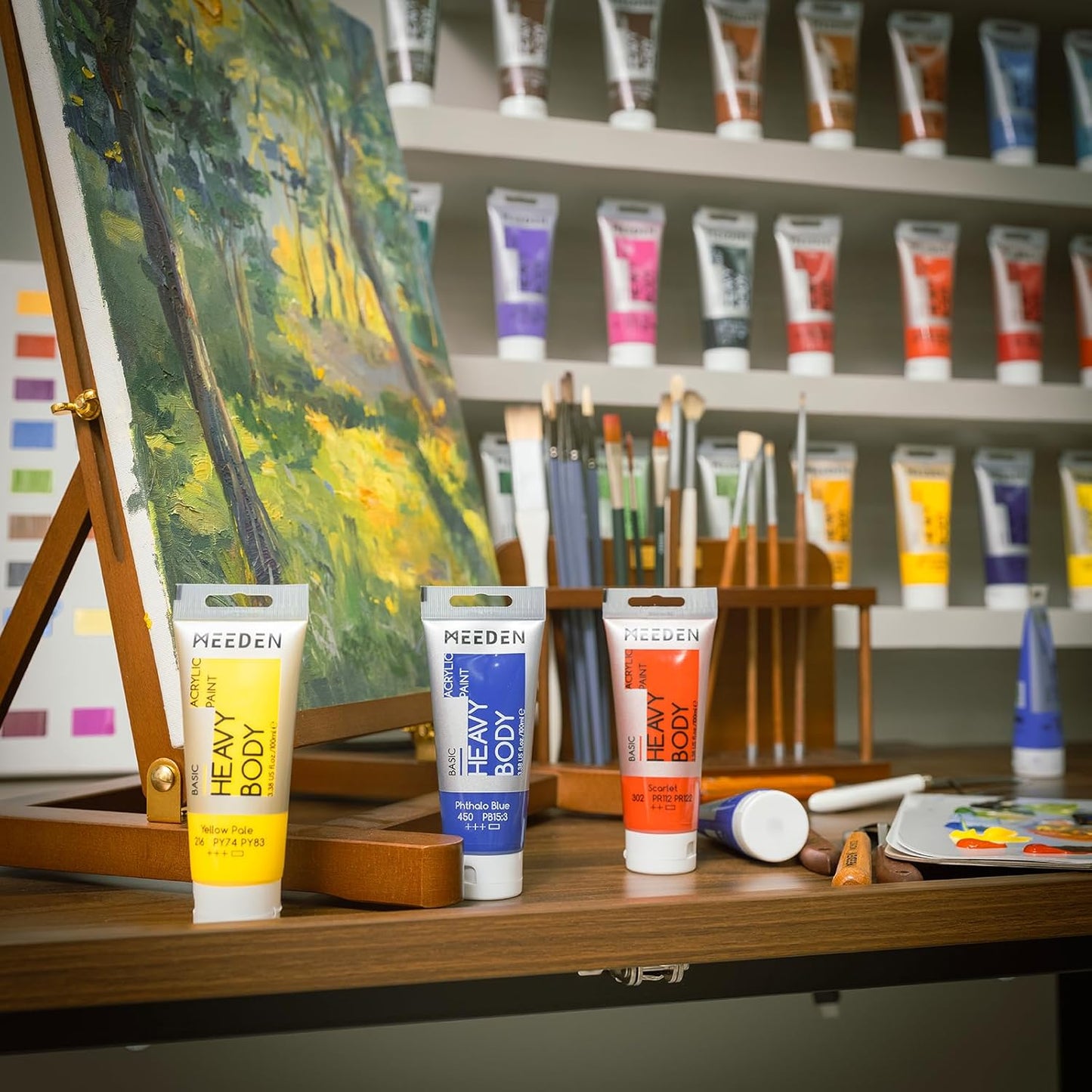 MEEDEN Acrylic Paint Cobalt Blue: 100ml/3.38oz Heavy Body Acrylic Paint Tube Bundled with Additional Titanium White Color for Art Craft Painting