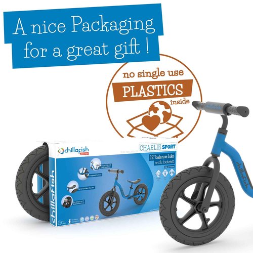 Chillafish Charlie Sport Kids Balance Bike for Ages 2-5, Lightweight Toddler Bicycle Frame, 12 Inch No-Puncture Tires, Adjustable Seat, Carry Handle