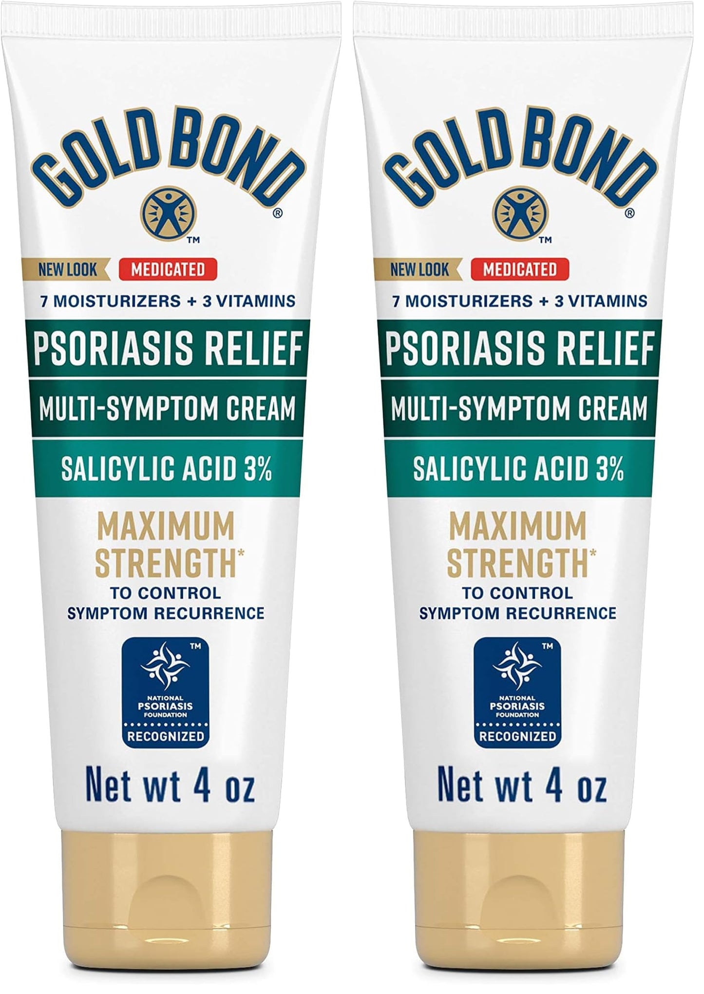 Gold Bond Multi-Symptom Psoriasis Relief Cream, 4 oz., for Itchy, Irritated & Scaling Skin (Pack of 2)