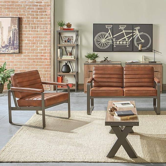 NBF 3 Seat Office Lounge Sofa - Warm Ash Polyurethane Upholstery with Charcoal Metal Frame - Modern Waiting Room Sofa Bench - 78.75" W x 30.75" D x 29.5" H