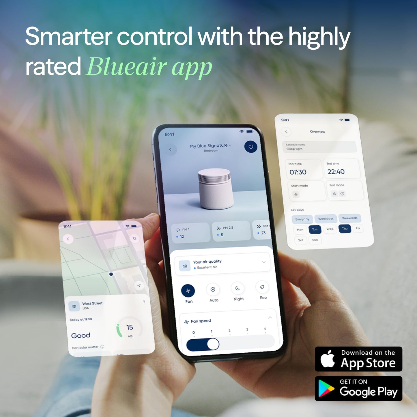 BLUEAIR Blue Signature Air Purifier for Large Rooms up to 3,385 Sq Ft, HEPASilent Filtration for Smoke, Dust, Pet Dander & Allergens, Smart WiFi Air Cleaner with Auto Mode, Quiet Air Purifier for Home