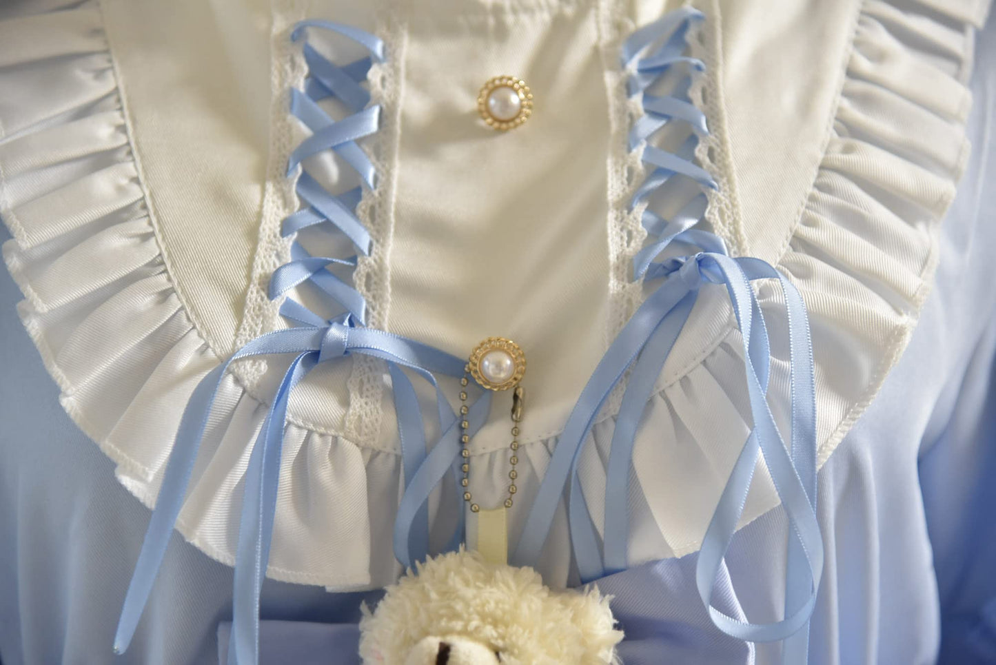 Qusuxi Girls Lolita Princess Dress Kawaii Long Sleeve Chiffon Skirt Cute Girl Dress (Sky Blue)