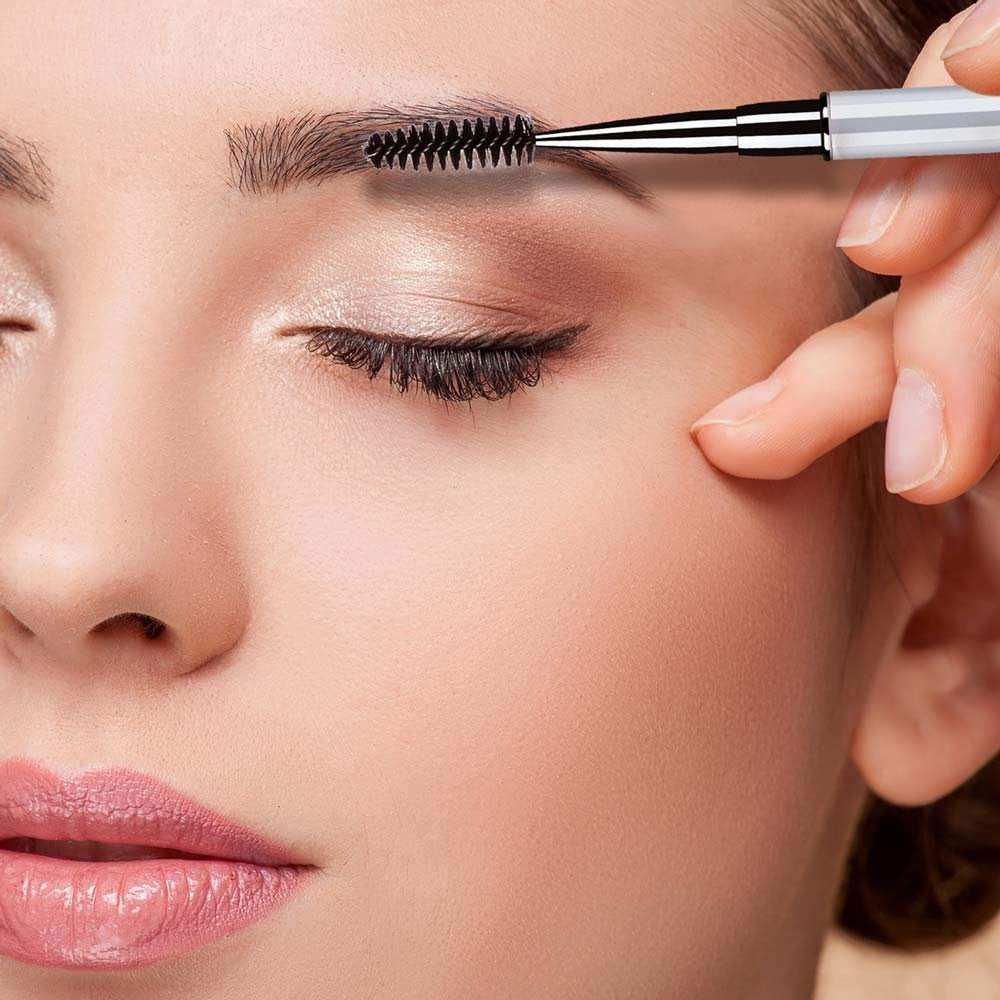 Tbestmax Eye Brush Mascara Wands Eyelash Spoolie Brushes Eye Brow Brush Applicator with Cap for Travel, Crystal White Black Gold