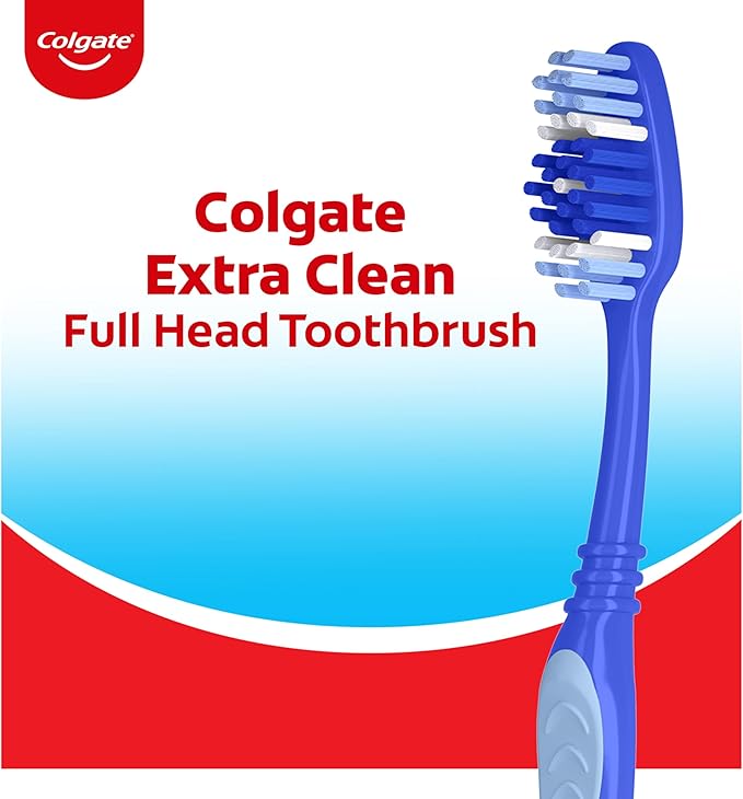 Colgate Extra Clean Toothbrush, Medium Toothbrush for Adults, 6 Count (Pack of 12)