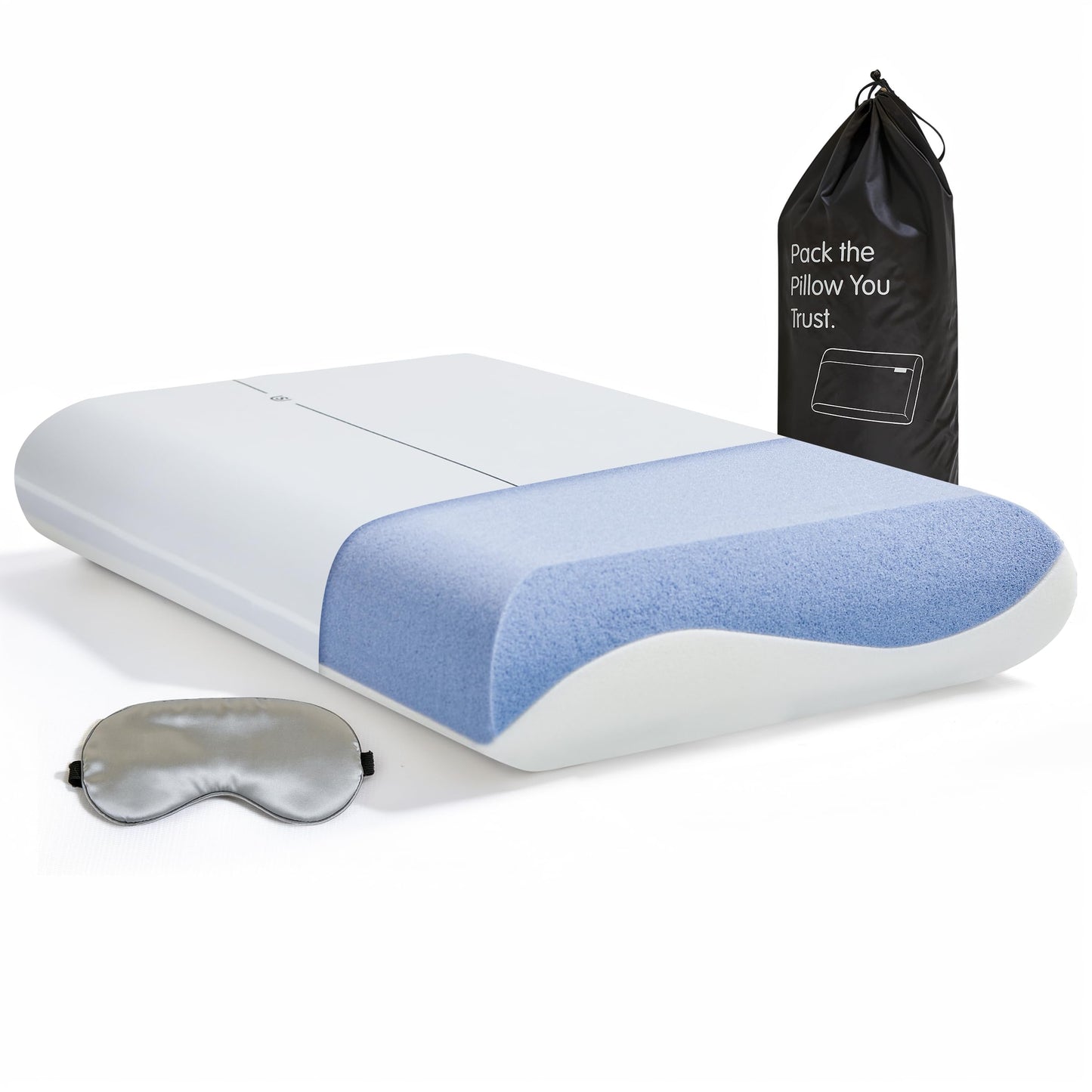 SyMax Cooling Memory Foam Pillow for Neck Pain Relief, Firm Ergonomic Cervical Neck Pillow, Soft Supportive Pillows for Side, Back, Stomach Sleepers, Two Firmness, Free Eye Mask Included