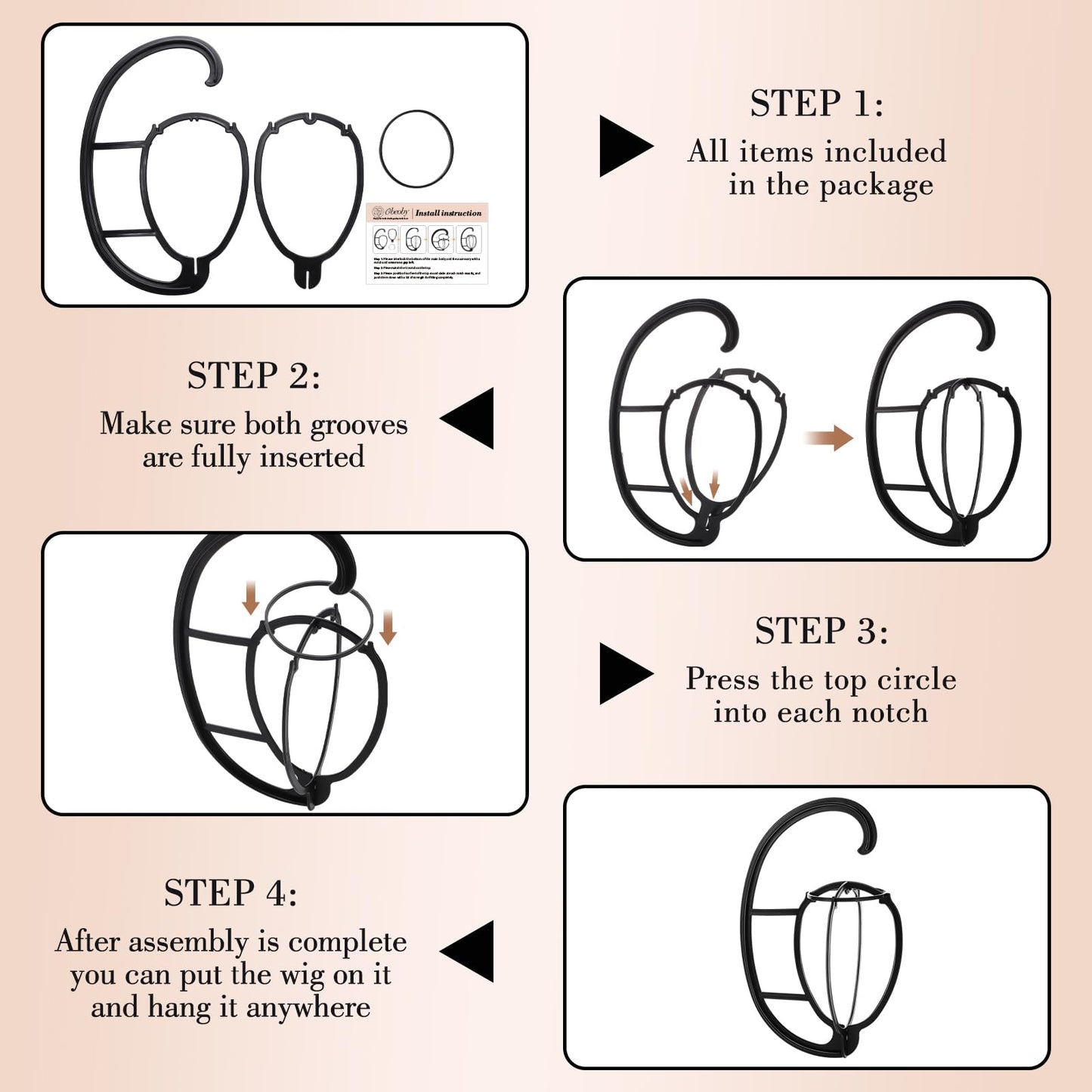 obeoby Hanging Wig Stand, Collapsible Wig Hanger Portable Hanging Stand For Wigs