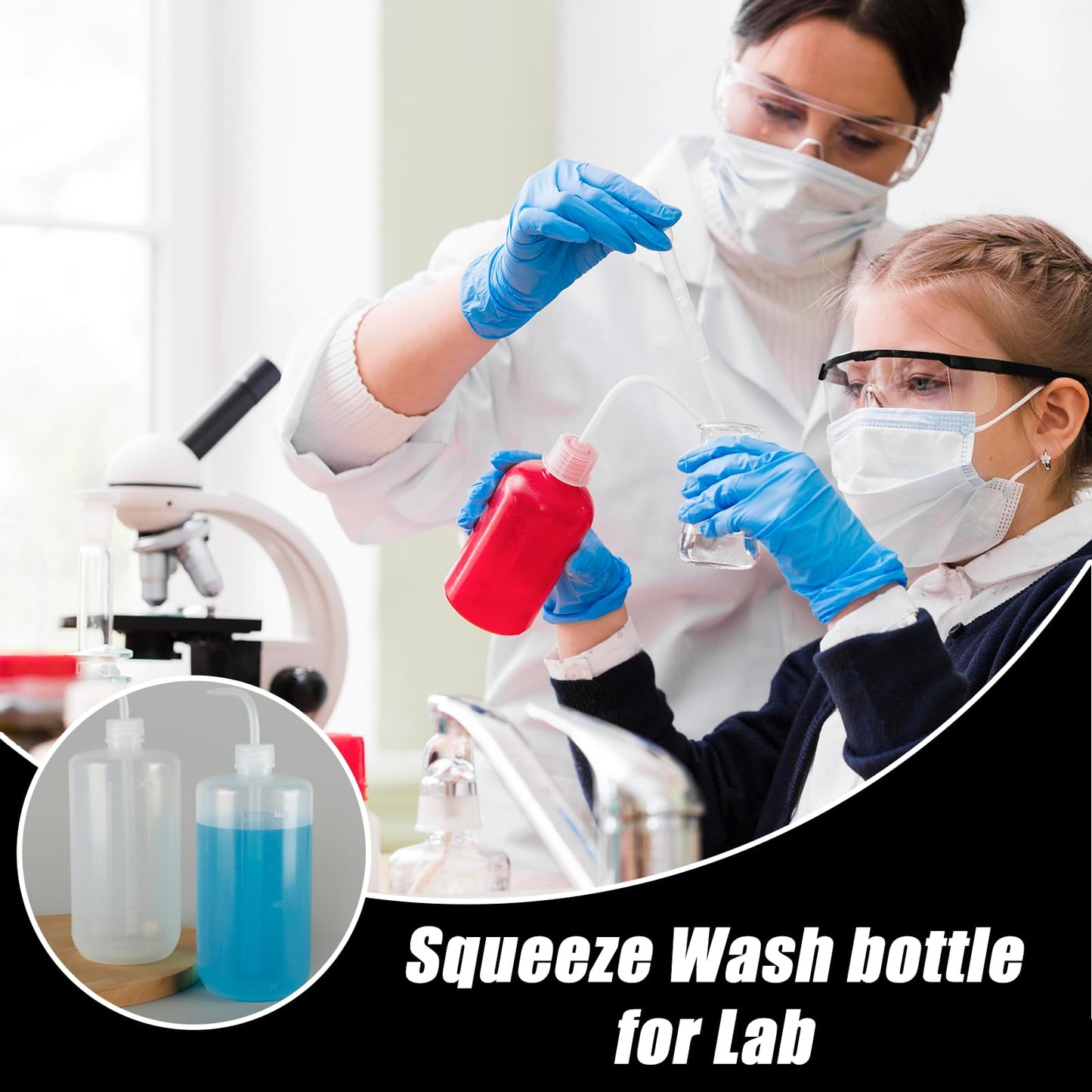 YONGDA Squeeze Bottles 2-Pack (500ml/16.9oz) Heavy-Duty Squirt Bottle for Cleaning, Plant Watering & Lab Use, Leak-Proof LDPE Wash Bottles with Measurement Scale