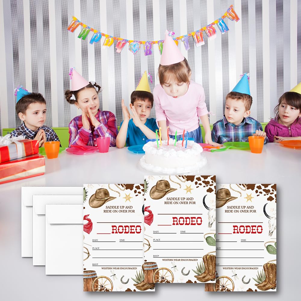 LoaHak Wild West Cowboy Birthday Decorations, Cowboy Party Celebration, Cowboy Invitations For Birthday. (087)
