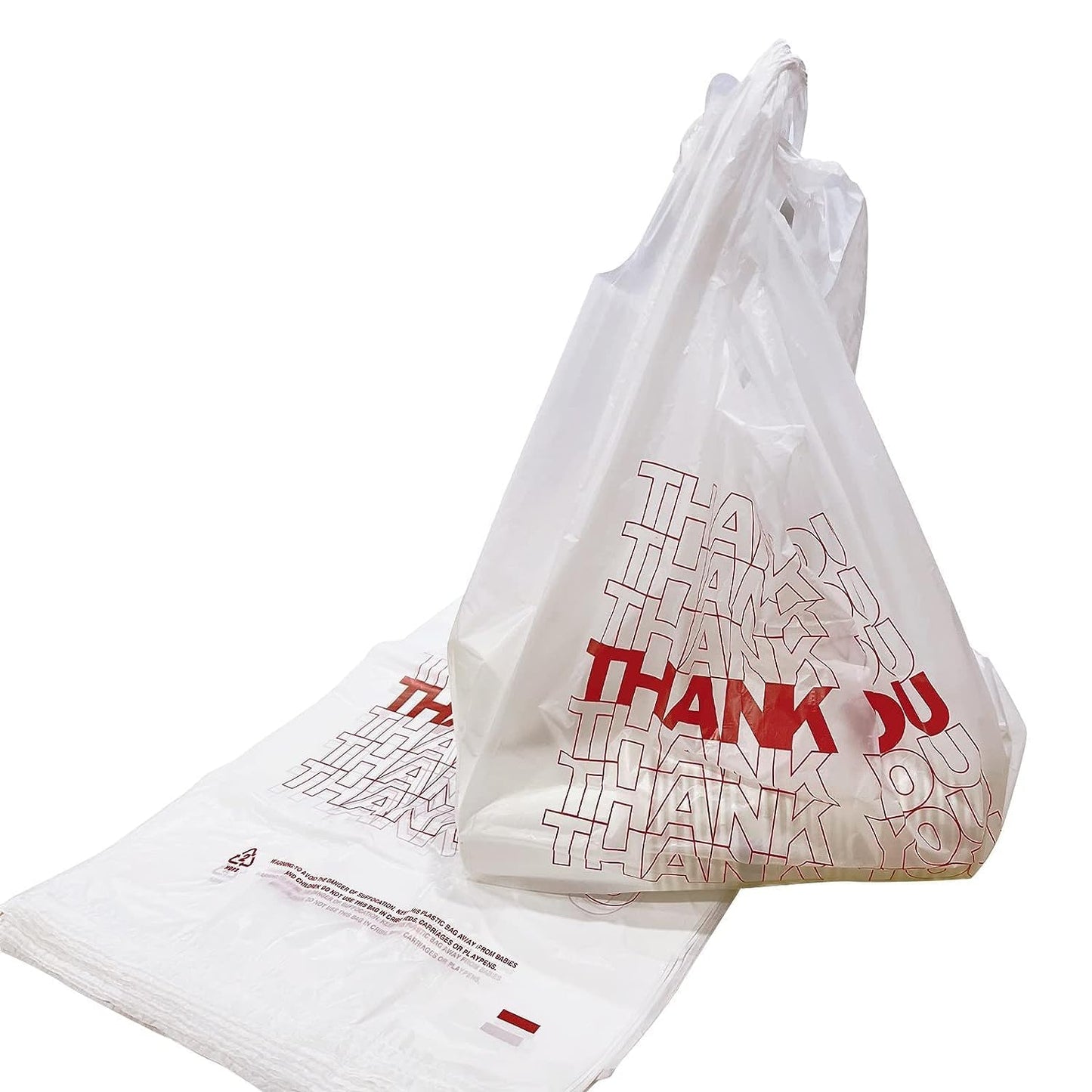 TashiBox 1000 Ct plastic bags/Shopping Bags/Thank You Bags/Reusable and Disposable Grocery Bags - Measures 11.5" X 6.25" X 21", 15mic, 0.6 Mil