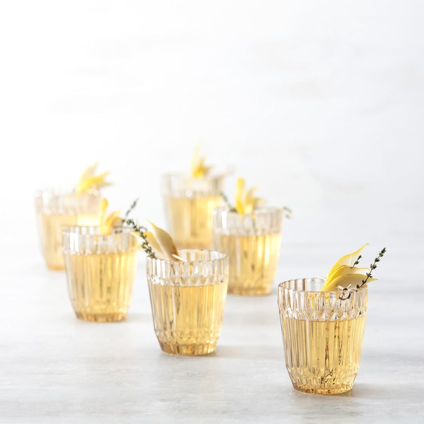 Fortessa Archie Glass Drinkware, Double Old Fashioned (Set of 6), 12.5 Ounce, Ginger Gold