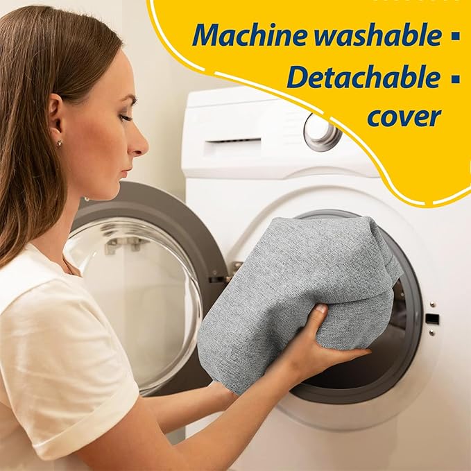 AAAAAcessories D-Shaped Chair Cushions, 2" Thick Dining Chair Pads with Ties and Removable, Machine-Washable Cover, 17" x 16", Light Gray
