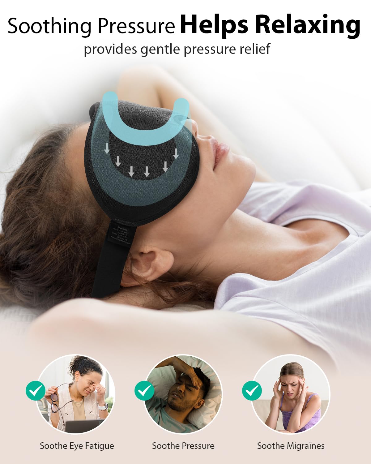 MABAO 2 Packs Weighted Sleep Mask - 100% Blackout Eye Mask for Sleeping for Women Men, 3D Contoured for Lash Extension, Zero Eye Pressure Memory Foam Cover, Soft Gentle Pressure Blindfold for Travel