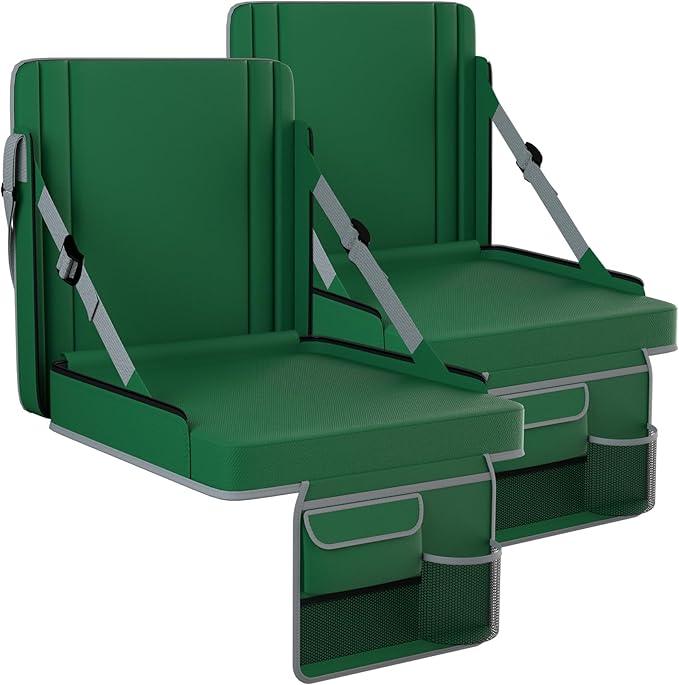 janiry Stadium Seats with Back Support 2PACKS Adjustable Bleacher Chairs with Back and Cushion Bleacher Seat with Cup Holder, Carry Handle & Shoulder Strap for Outdoor Sports Events, Picnics, Beaches