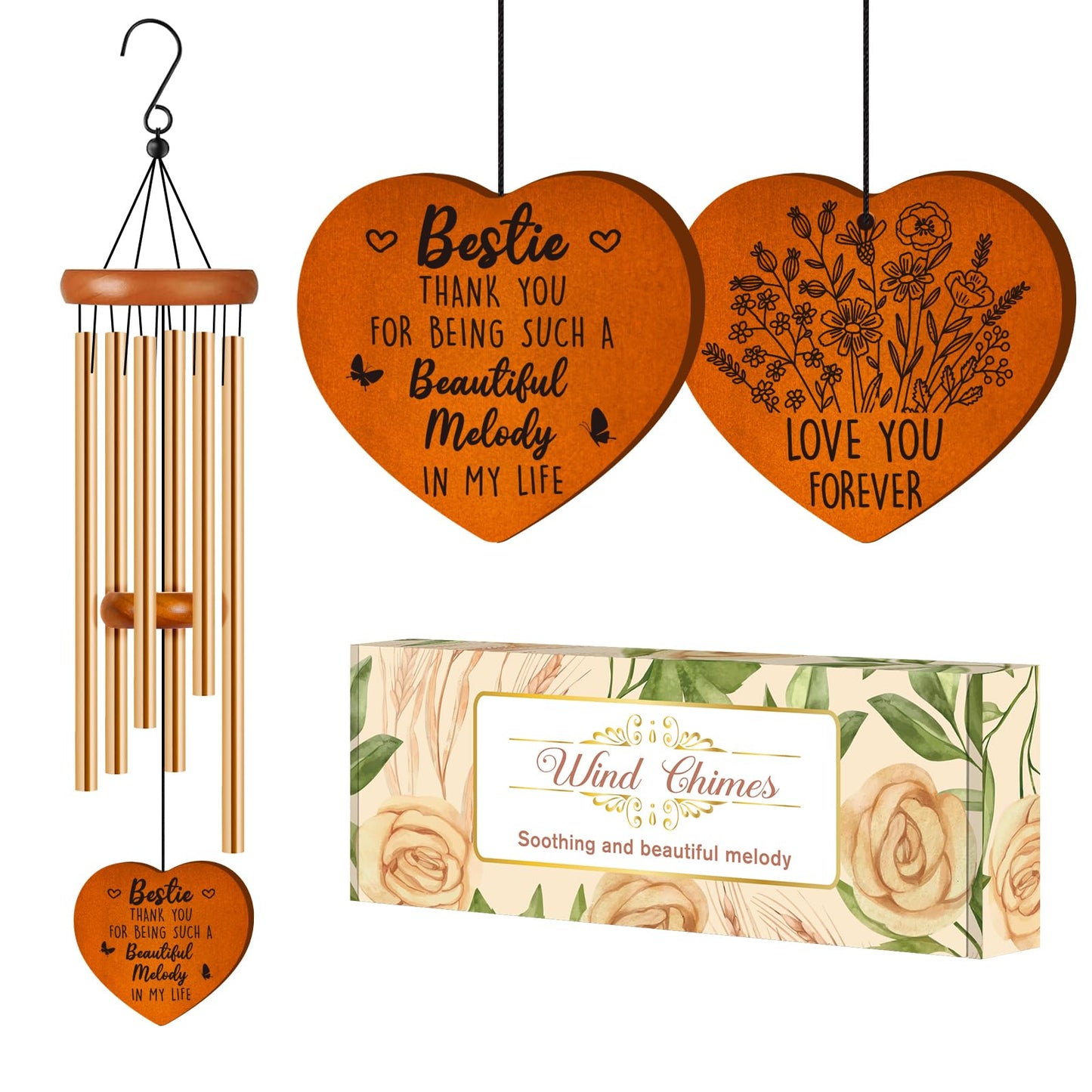 Bestie Gifts for Women, Friendship Gifts for Women, Best Friend Birthday Gift for Woman, Soul Sister, Female, Friend Sister, Christmas, Bestie Appreciation Gift Ideas, Bestie Wind Chimes Decor