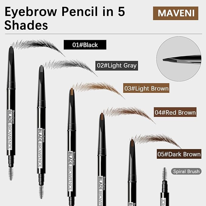 Browcharm Microblading Eyebrow Pencil for Women,0.1mm Ultra-Fine Mechanical Pencil,Makeup Brow Definer Waterproof,Draws Tiny Brow Hairs and Fills in Sparse Areas and Gaps (04 Red Brown)
