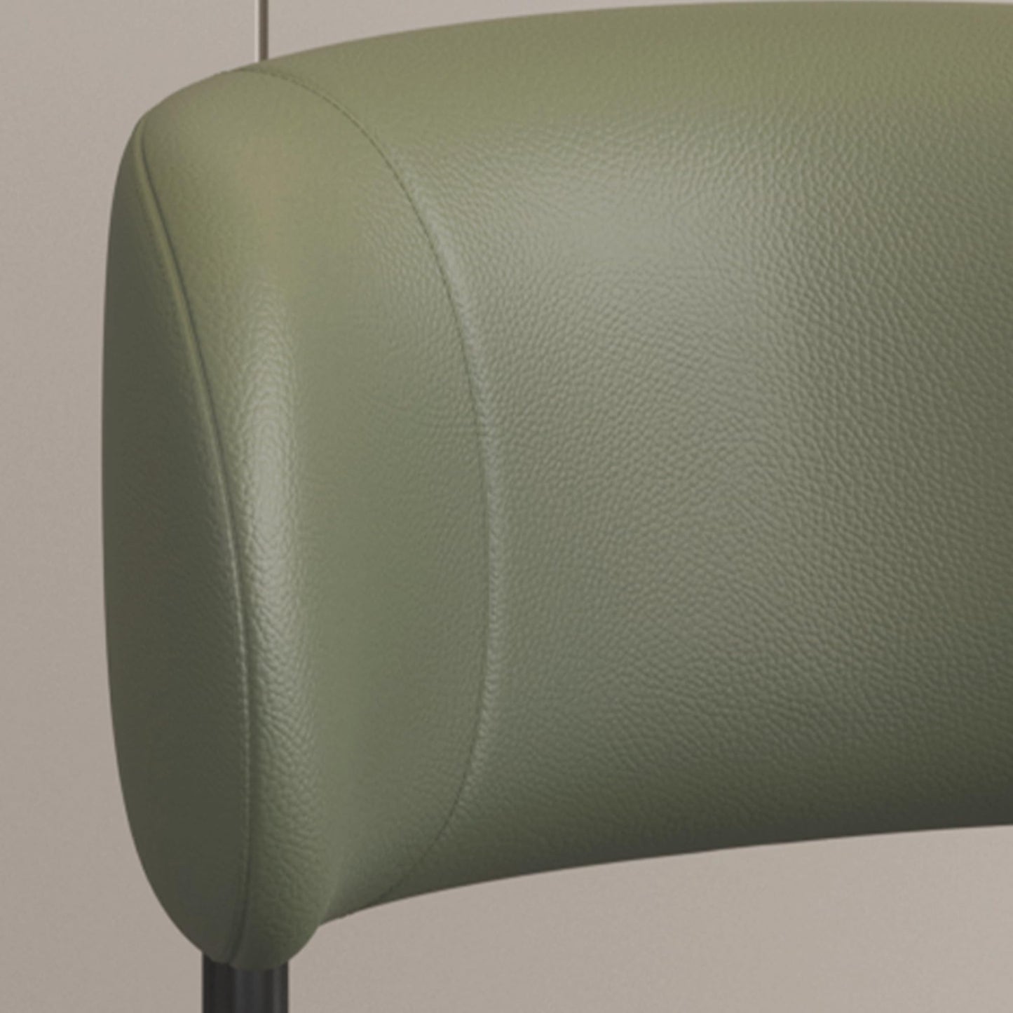 HaufChox Mid Century Dining Chairs Set of 4, Morden Kitchen Chair, Round Upholstered Seat, Curved Split Backrest, Carbon Steel Legs, Textured Leather for Bar/Restaurant/Office, Olive