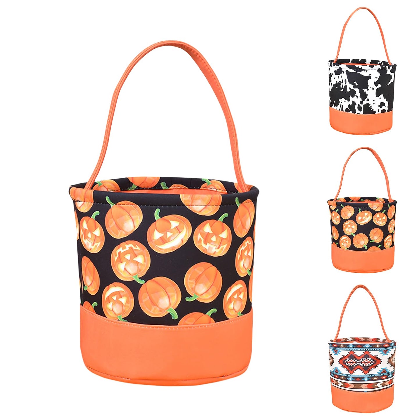 Kprwaal Halloween Trick Or Treat Bags & Baskets, Pumpkin Ghost Designs Candy Storage Bags, Multiple Styles For Halloween Gifts & Decor (Style B1)