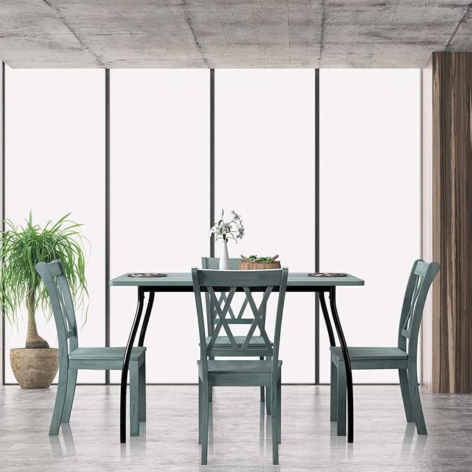 Giantex Set of 4 Dining Chairs, Rubber Wood Dining Room Chair, Farmhouse Dining Side Chairs, Max Load 400 Lbs, Wooden Kitchen Chairs for Home Kitchen, Dining Room
