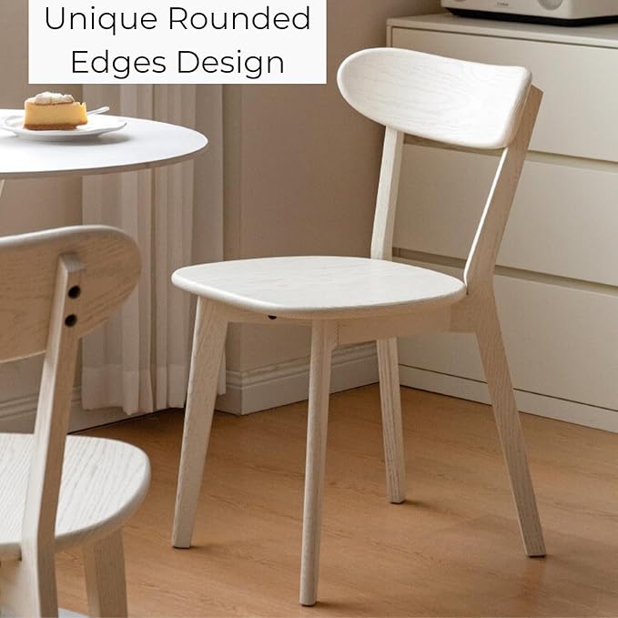 Hymus 100% Solid Oak Wood Dining Room Chairs - Practical Kitchen Chairs for Dining Room, Kitchen, Living Room (1, White)