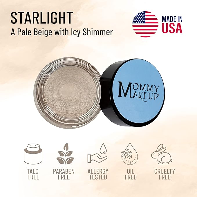 Mommy Makeup Any Wear Creme Eyeshadow - Waterproof, Crease-Proof, Long Lasting, High Pigment, Oil-free - Cream to Powder for Eyes, Cheeks & Lips (Starlight)