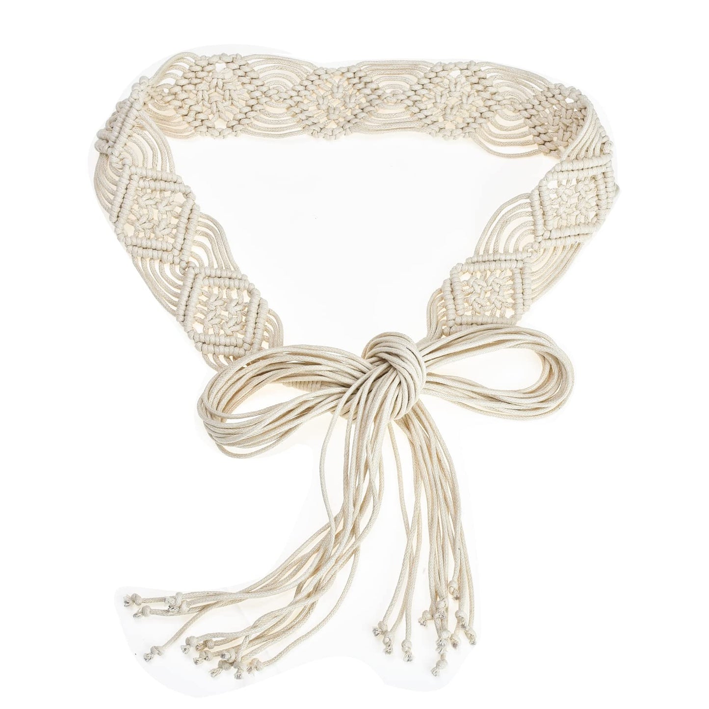 ILuvatar Women's tassel knotted belt metal wide belt women's Bohemian style rope braid waist butterfly decorative cross knotted manual belt