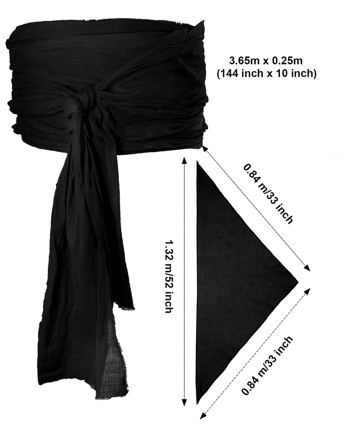 Didaey 5 Pcs Captain Pirate Costume Accessories Set Pirate Eye Patch Large Sash Headband Necklace Earring for Women Men(Black)