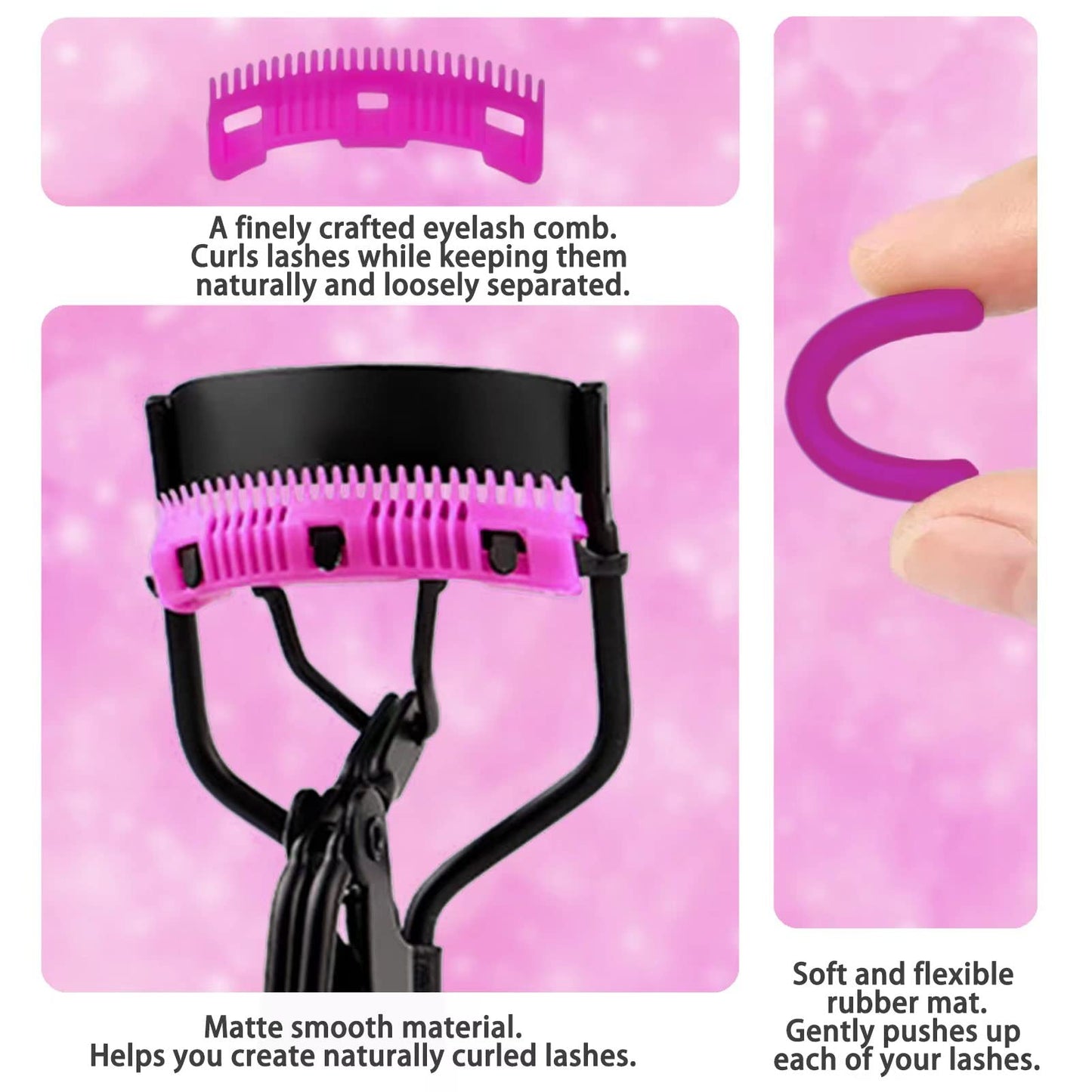 Eyelash Curlers with Comb 2 Pack IMMER LIEBEN Lash Curler with 10 Replacement Refills, 6 Combs, 10 Seconds Curl and Lifted Lashe