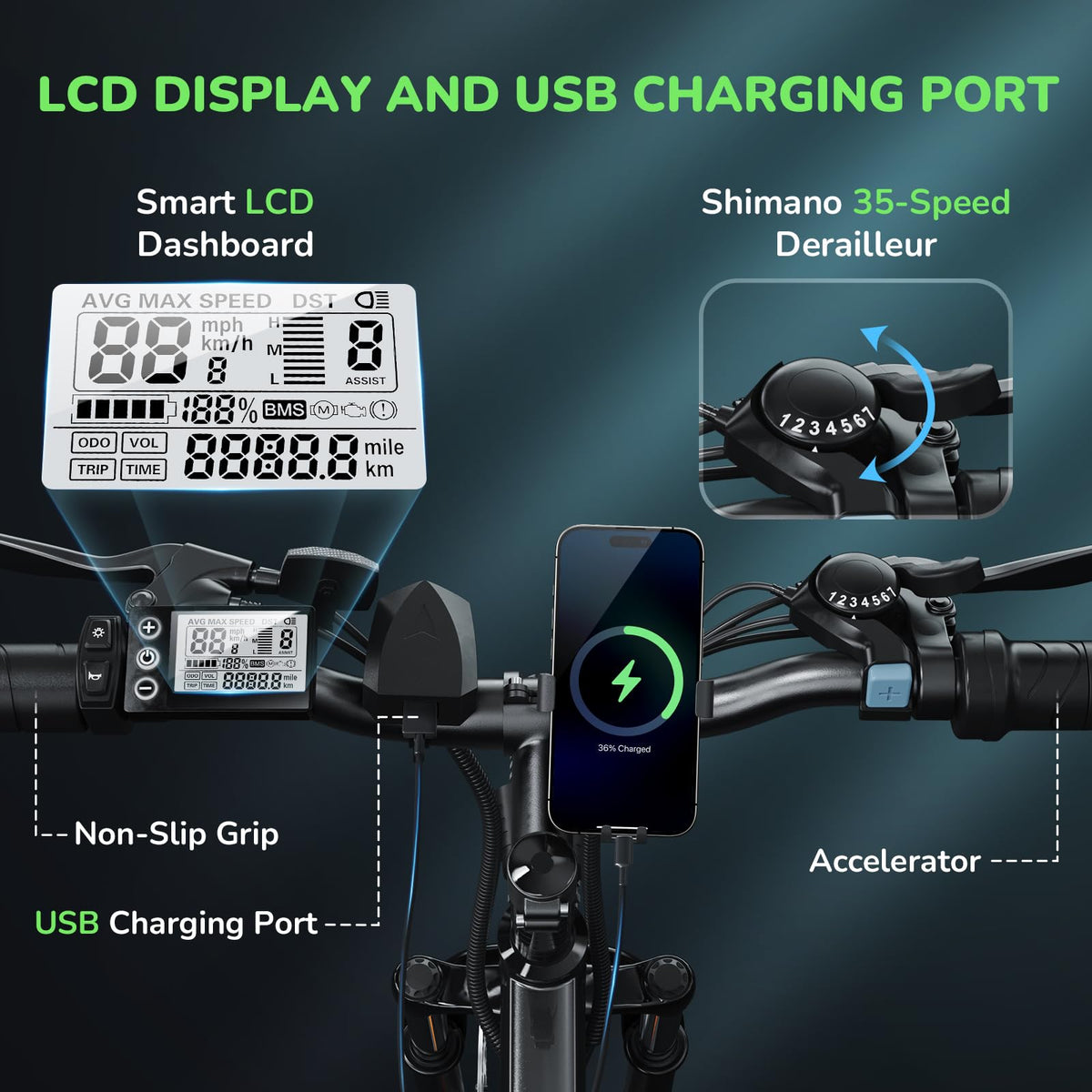 35-Speed Electric Bike for Adults 750W 26" Tire Commuting Electric Mountain Bike 20MPH Range 55+ Miles 374.4Wh Removable Battery Front Fork Suspension Fenders Lightweight Electric Bicycle,Black