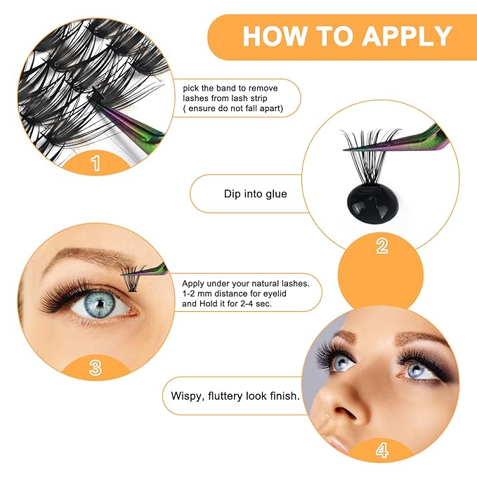 B&Qaugen Lash Clusters 30D 50D-D-9-16MIX LASH Individual Lashes 280 False Eyelash 9-16MIX Extensions Cluster DIY at Home (30D 50DD-9-16MIX)