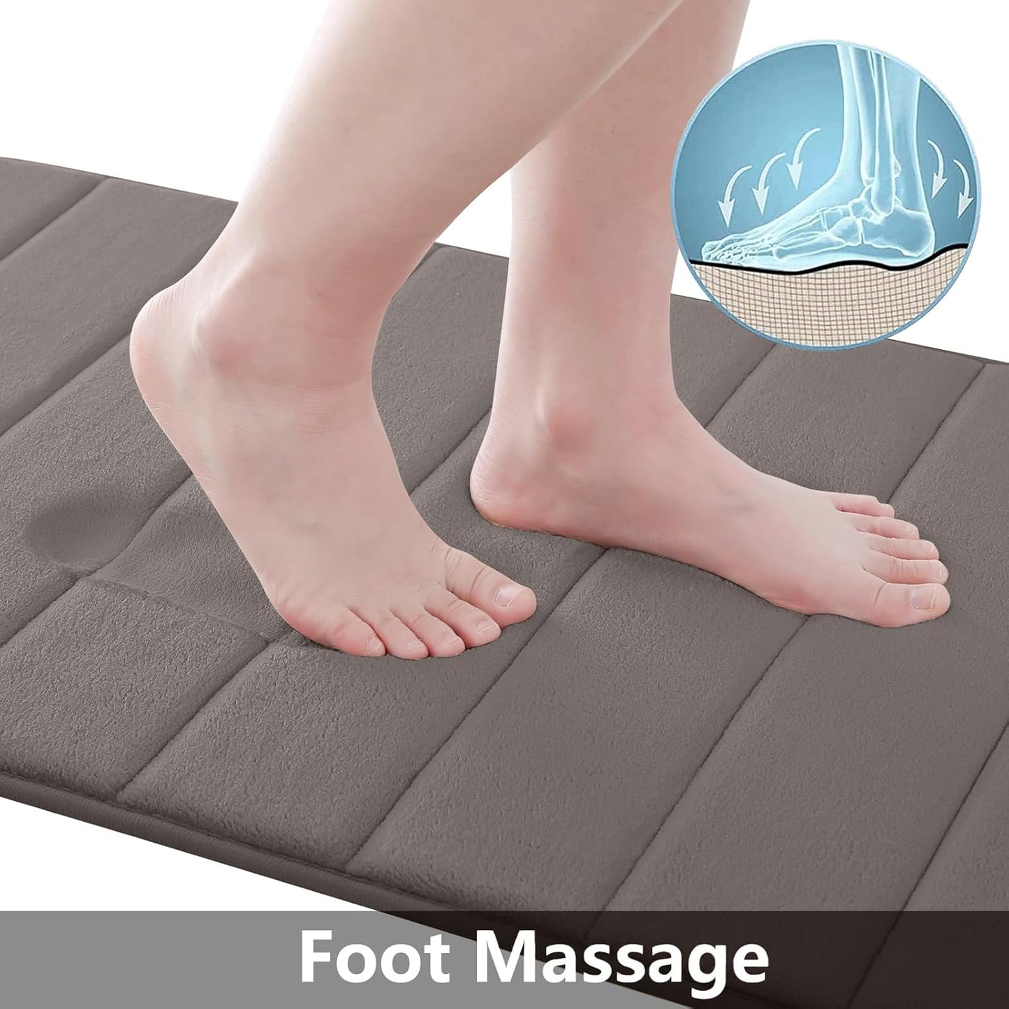 Buganda Memory Foam Bath Mat, 47" x 24", Ultra Soft and Non-Slip Bathroom Rugs, Water Absorbent and Machine Washable Bath Rug Runner for Bathroom, Shower, and Tub, Taupe