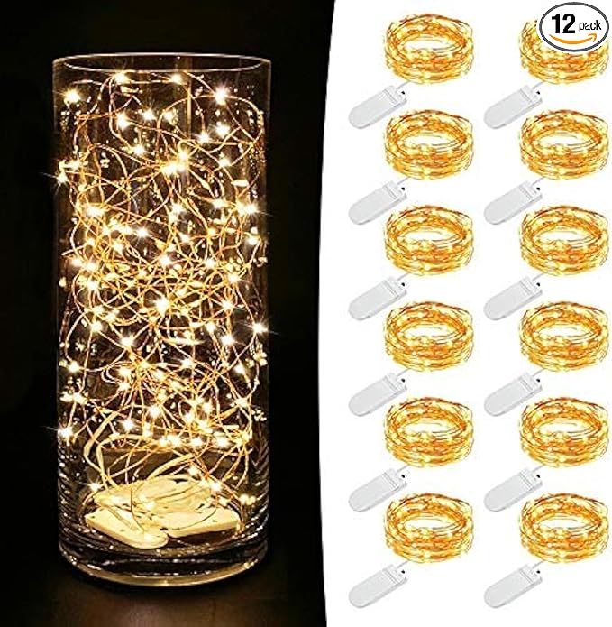 MUMUXI 12 Pack 7.2ft Fairy Lights Battery Operated String Lights, 20 Mini LEDs for Centerpiece Table Decorations, Wedding ...