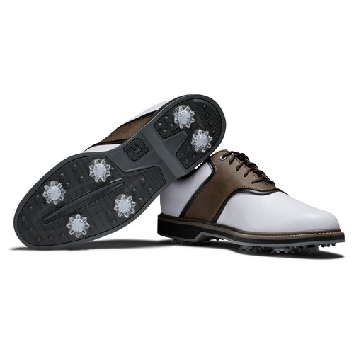 FootJoy Men's FJ Originals Previous Season Style Golf Shoe, White/Brown, 11.5