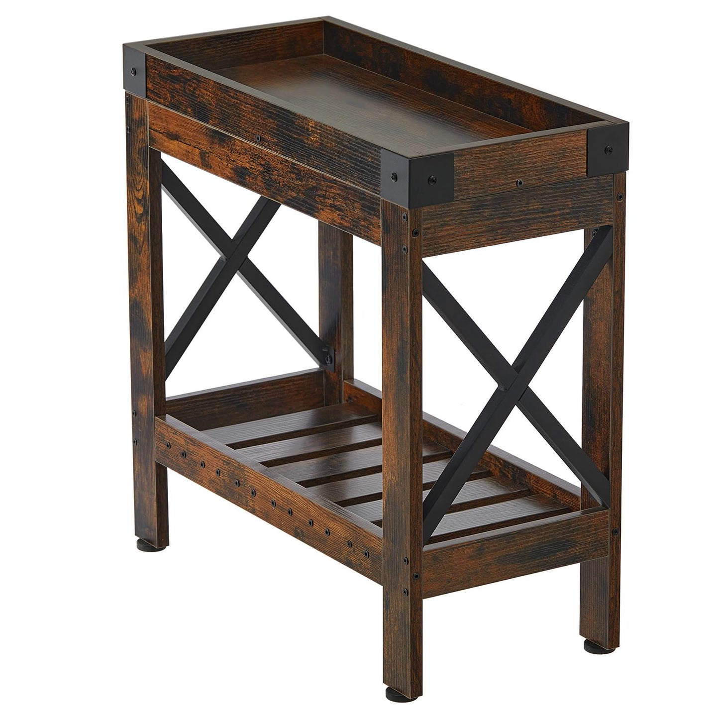 ZEXVIDA Narrow Side Table, End Table,Sofa Side Table, End Table Nightstand for Bedroom, Living Room, Small Spaces (Rustic Brown)