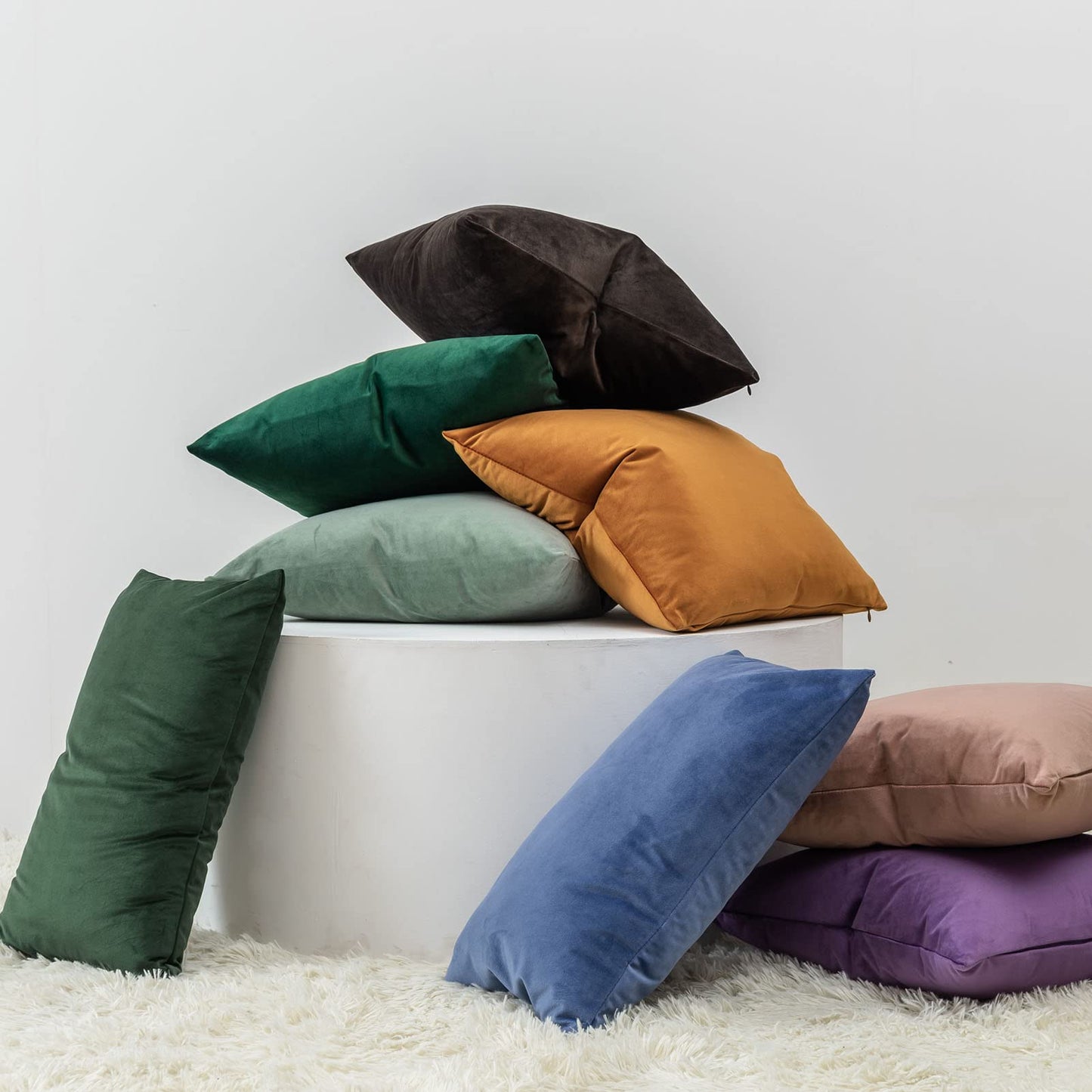 JUSPURBET Throw Pillow Covers 20x20 inch Set of 2 Decorative Velvet Pillow Covers for Couch Sofa Bed Soft Cushion Covers Cases with Invisible Zipper for Living Room Home Decor,Coffee