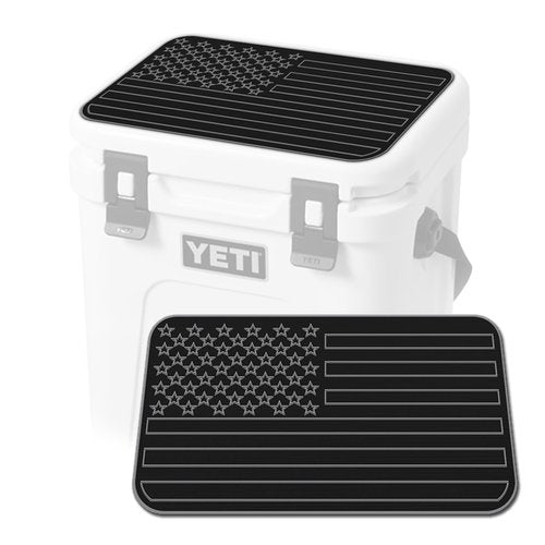 USATuff SeaDek EVA Mat Cooler Pad fits YETI 24 Roadie | Peel & Stick Application | Non Slip Comfort Accessories - US Flag (Black-StormGray)